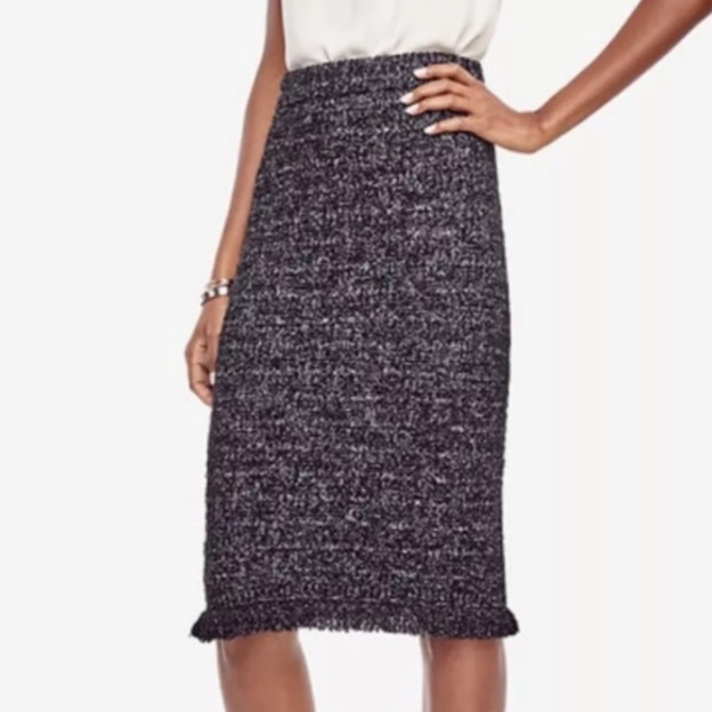 NWT Ann Taylor Fringe Tweed Knit Pencil Skirt